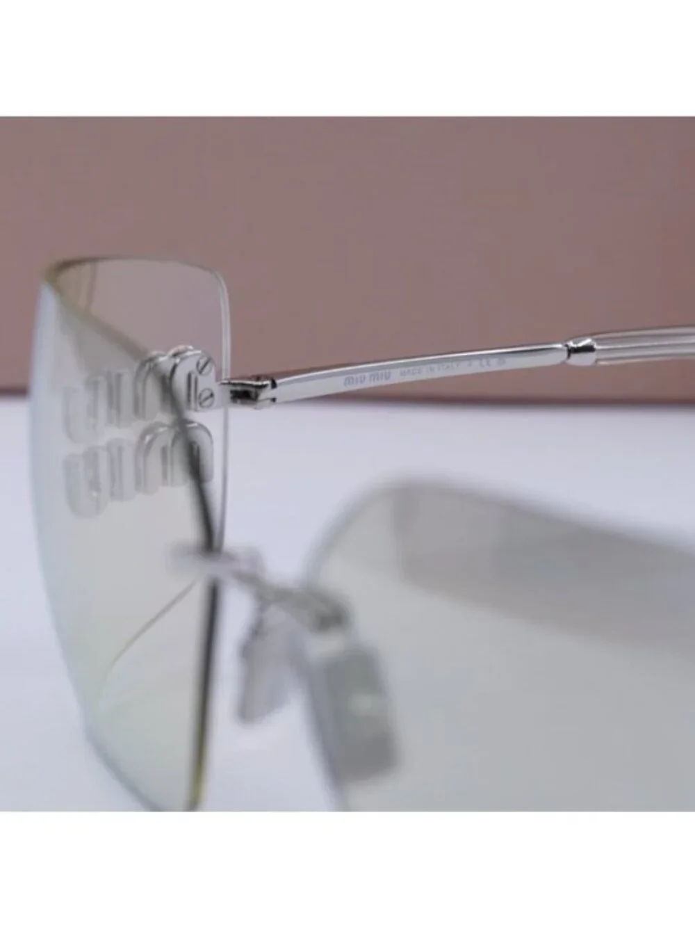 Miu Miu MU54YS 1BC10F Geometric Sunglasses - Silver/Pale Gold Mirror